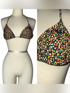 ROXY Floral Multicolor Triangle Bikini Top